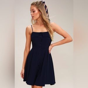 Lulus Navy Blue Button-Front Skater Dress 🔹💙🔹